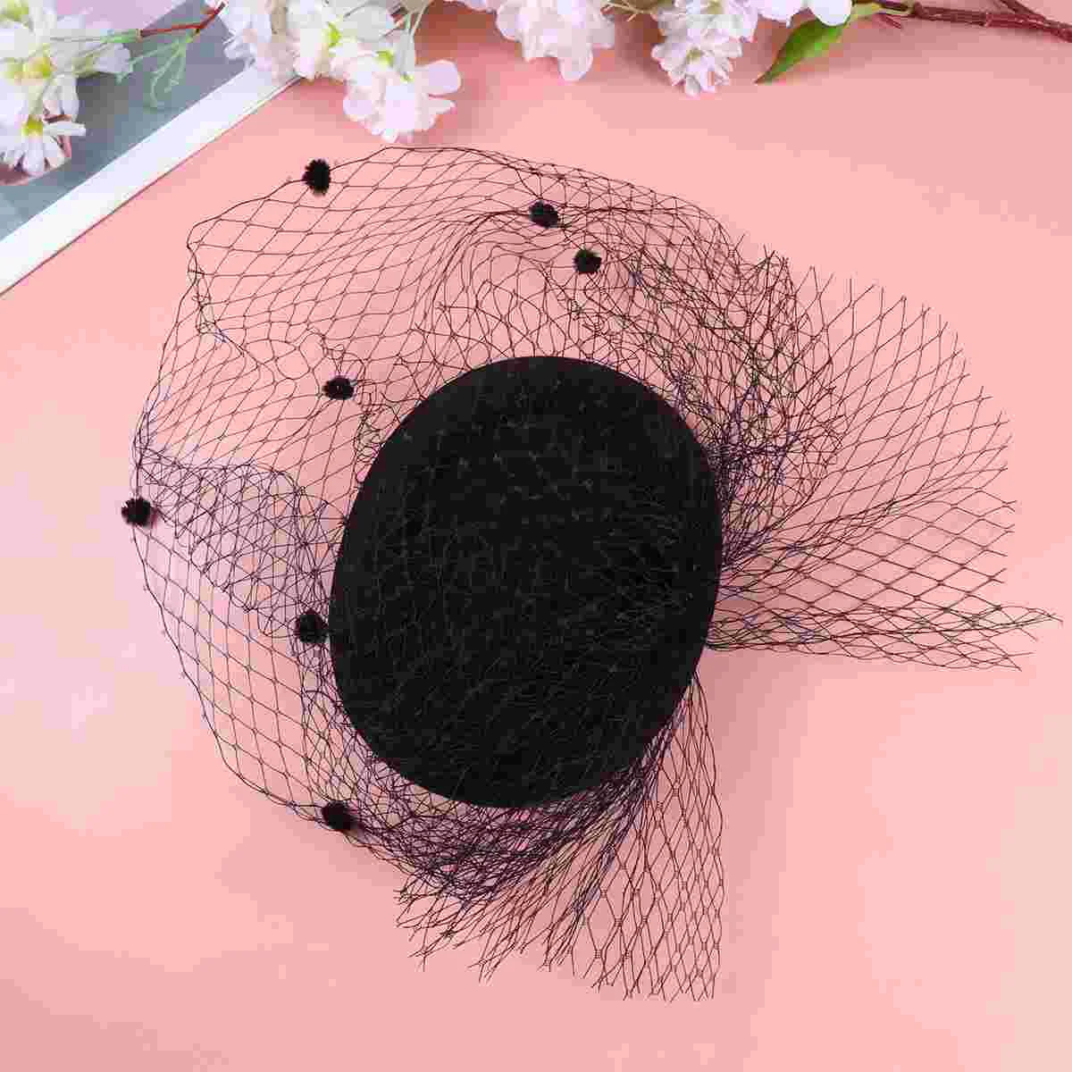 

Mini Hair Clips Hat Veil Women Ceremony with Headgear Funeral Black Dinner Party