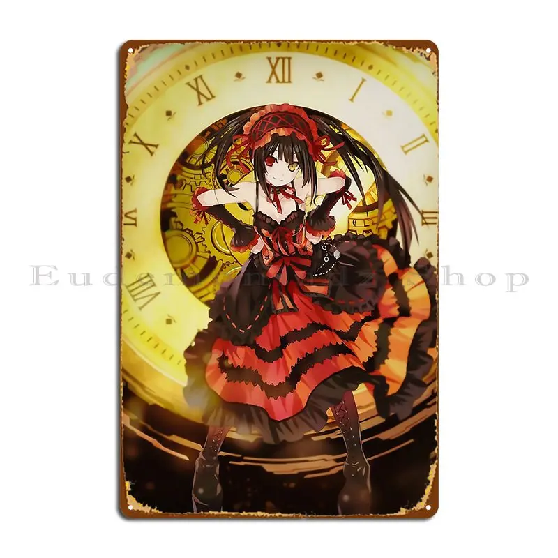 Kurumi Tokisaki, cita en vivo, ilustraciones para Otaku, letrero de Metal, decoración de pared, impresión divertida de Club, cartel de estaño personalizado