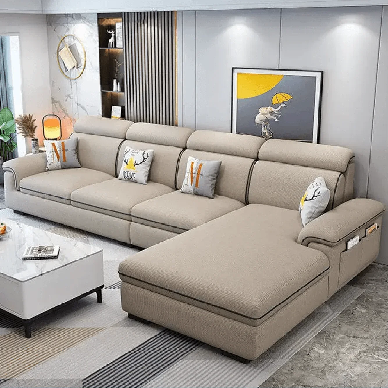 

Luxury Sectional Sofa Set Comfortable Modern Living Room Furniture With Solid Wood Frame For Hotels Customizable