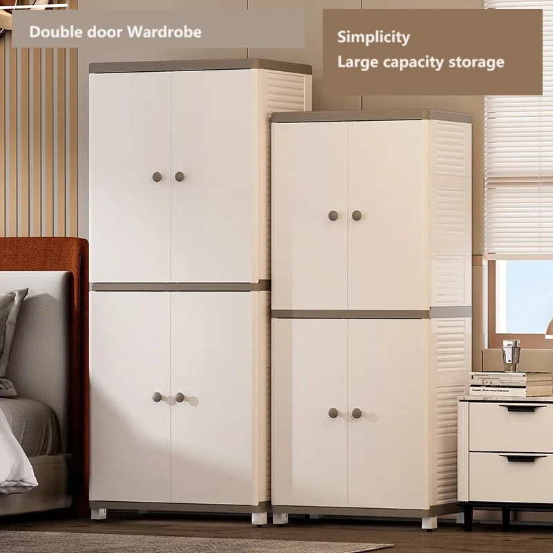 Formwell-Simple Wardrobe, Double Door Design, Movable Shelf, Foldable Storage Cabinet for Bedroom, Adjustable Bottom Wheels