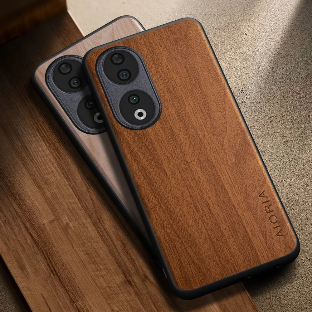 

for Honor 90 Lite Case capa funda new fashion wooden pattern pu leather phone case for honor 90 coque