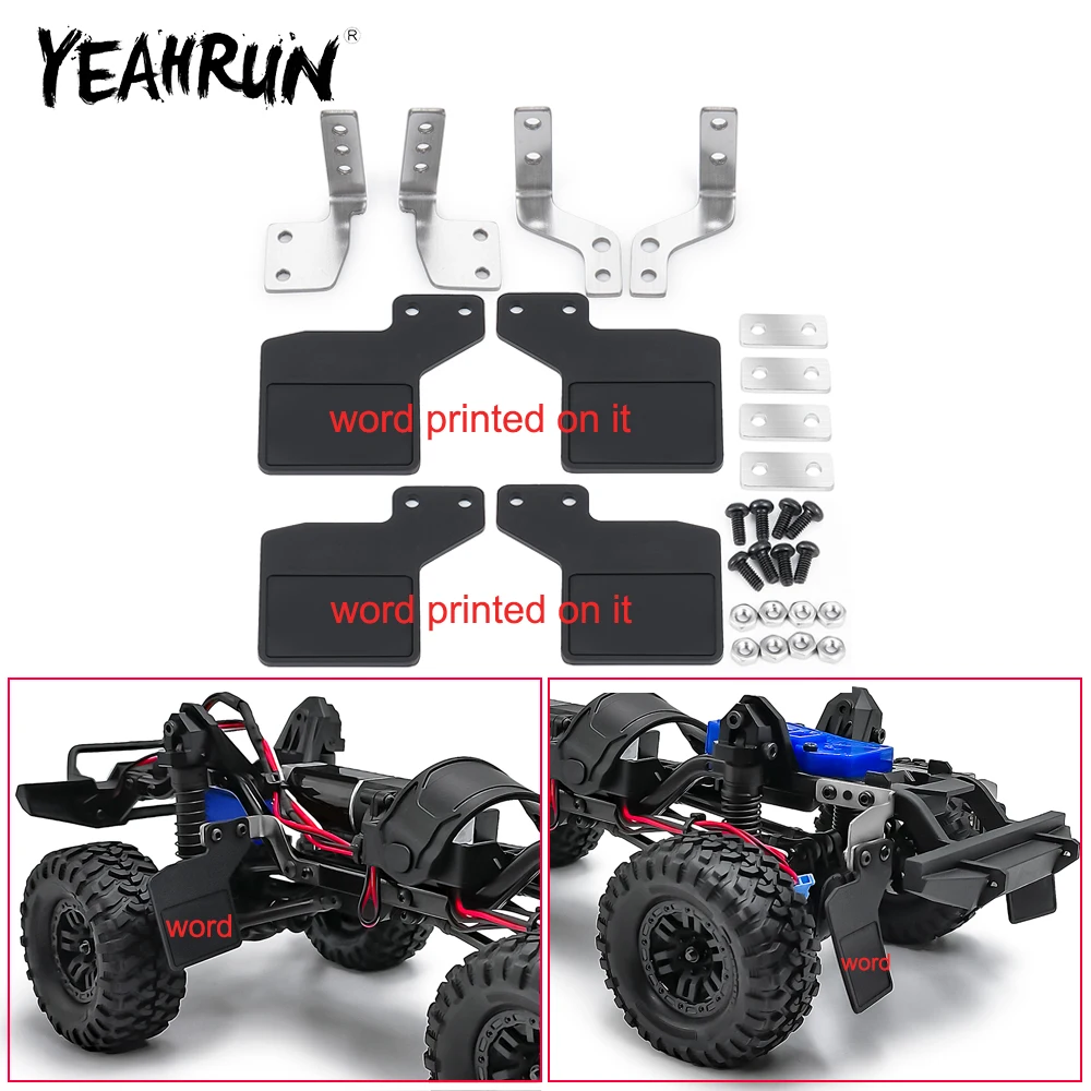 YEAHRUN TRX4M Front&Rear Rubber Mudflaps Mudguard Fender Metal Bracket for TRX-4M Defender 1/18 RC Crawler Car Model Truck Parts