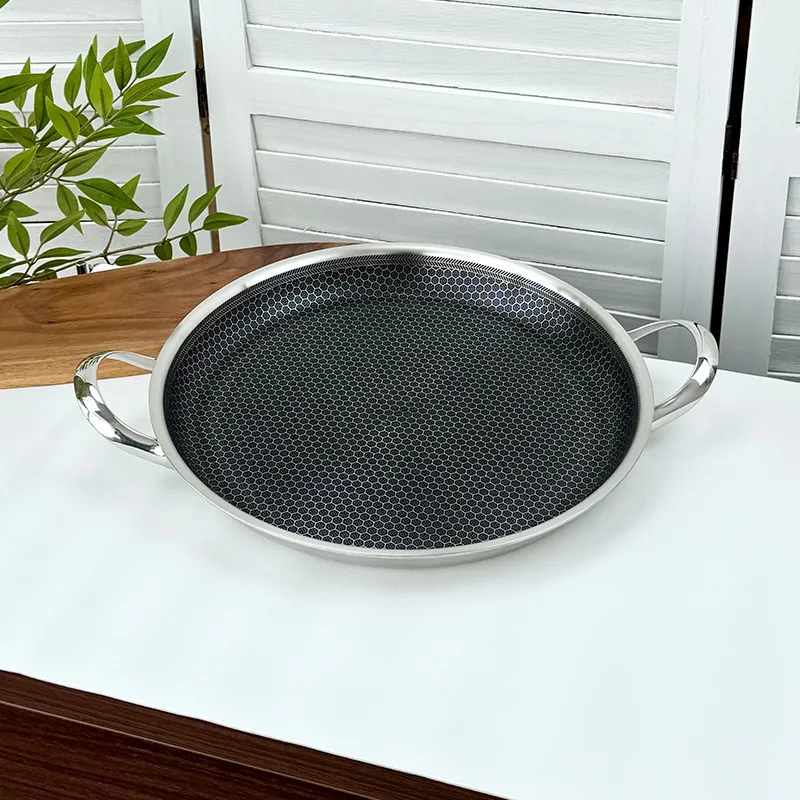 

30.5cm Stainless Steel Honeycomb Coating Frying Pan Nonstick Grill Pans for Steak & Pizza Kitchen Pans Healthy Cooking Skillet