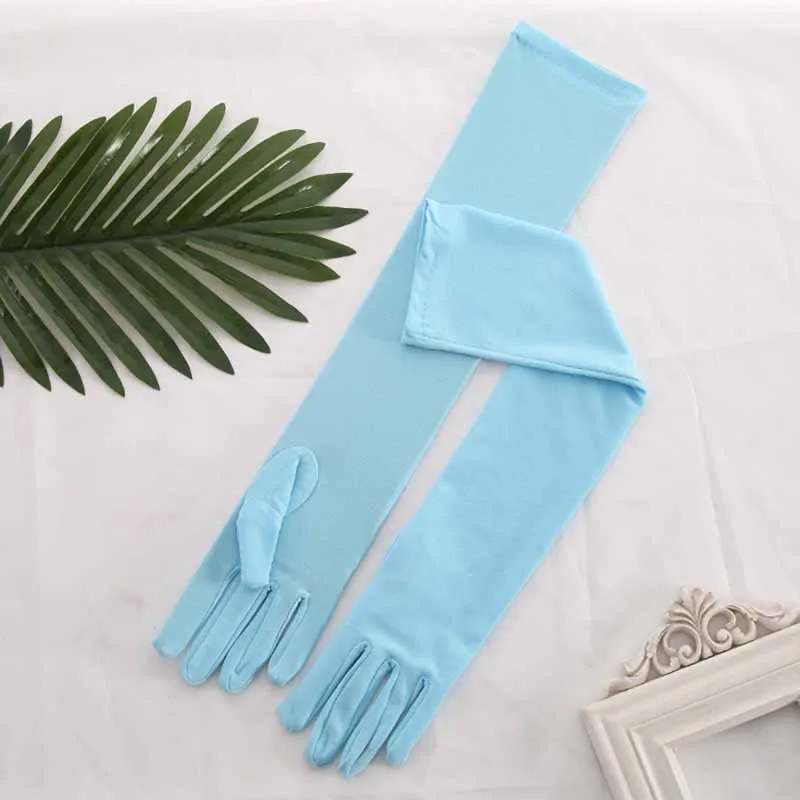 Women Milk Silk High Stretch Long Gloves Classic Retro Adult Multicolor Mittens Stage Performance Cosplay Party Prom Costume