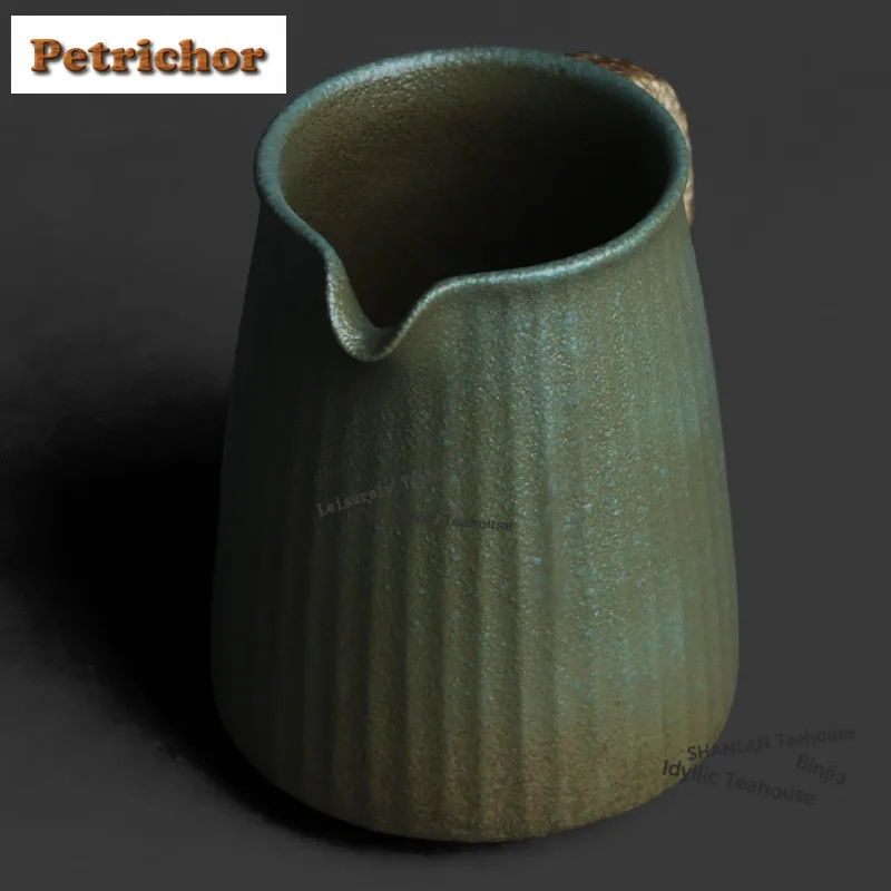 280ml Blue Stone Glaze Striped Tea Pitcher Pour Tea Cha Hai Dispenser Justice Cup Fair Mug Chinese Tea Set Ornaments Accessories