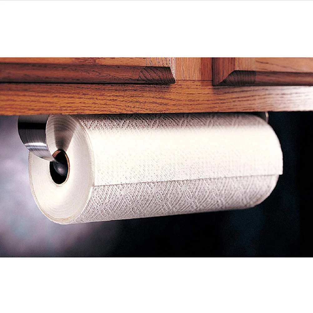 

33.5X8Cm Stainless Steel Wall Mounted Paper Roll Holder Kitchen Bathroom Towel Rack Double End Hook Simple Elegant For