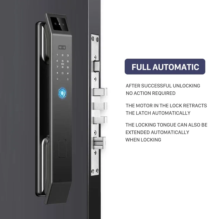 Smart Fingerprint Digital Door Lock com Câmera, Reconhecimento Facial, WiFi, APP, Senha, Cartão, Facial