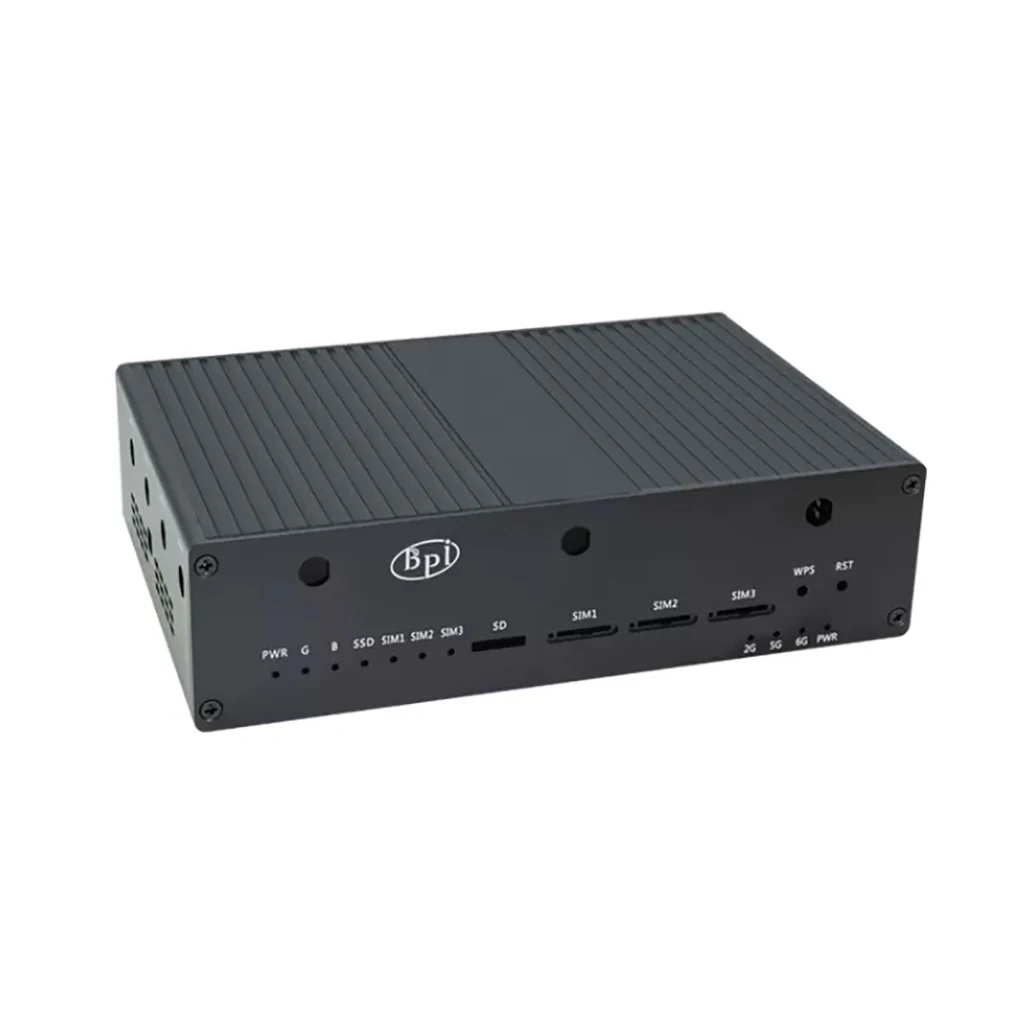 For Banana Pi R4 BPI-R4 Aluminum Case Metal Shell Protective Box with Cooling Fan 12V Power Supply for BPI-R4 Development Board