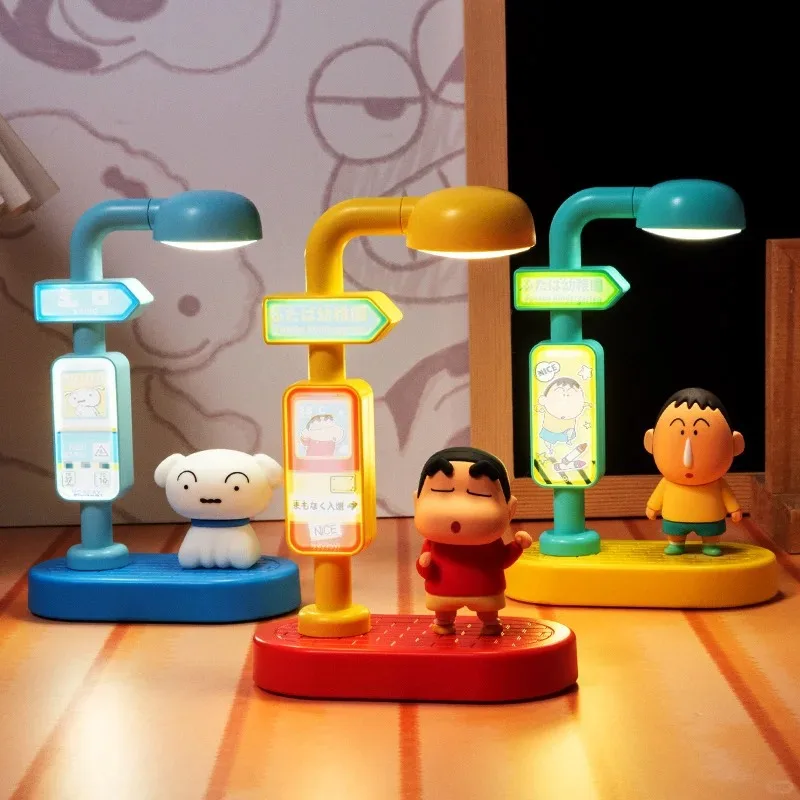 Echte Crayon Shin Chan Blind Box Spraakgestuurd licht Stem ontwaken Nachtlampje Trendy Play Handgemaakte bedieningslichtgeschenken