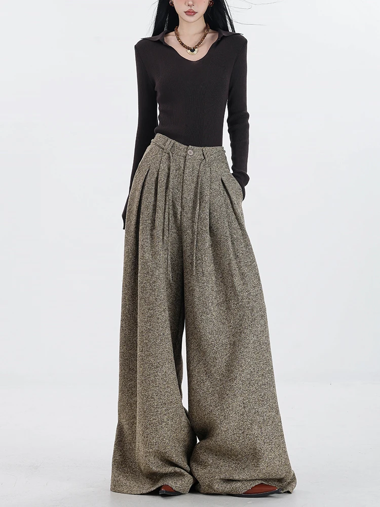 

ABWEAR осень-зима Thiened Fce широкие брюки женские повседневные брюки с высокой талией асимметричный дизайн женская мода