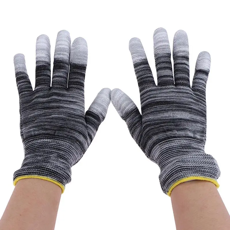 

12 пар высококачественных автомобильных виниловых перчаток, полиэстеровые антистатические перчатки с полиэстеровым покрытием на кончиках пальцев, рабочие перчатки без пыли, оттенок окон