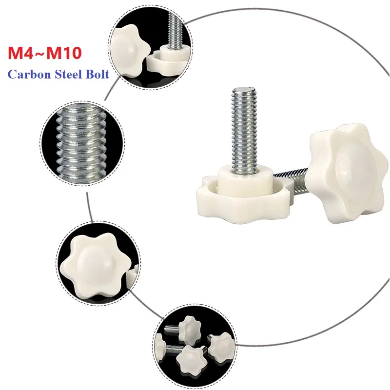 

White Torx Star Bakelite Thumb Screws M4 M5 M6 M8 M10 Thumb Set Screw Plastic Head Tightening Screw Knob Locking Piece Bolt