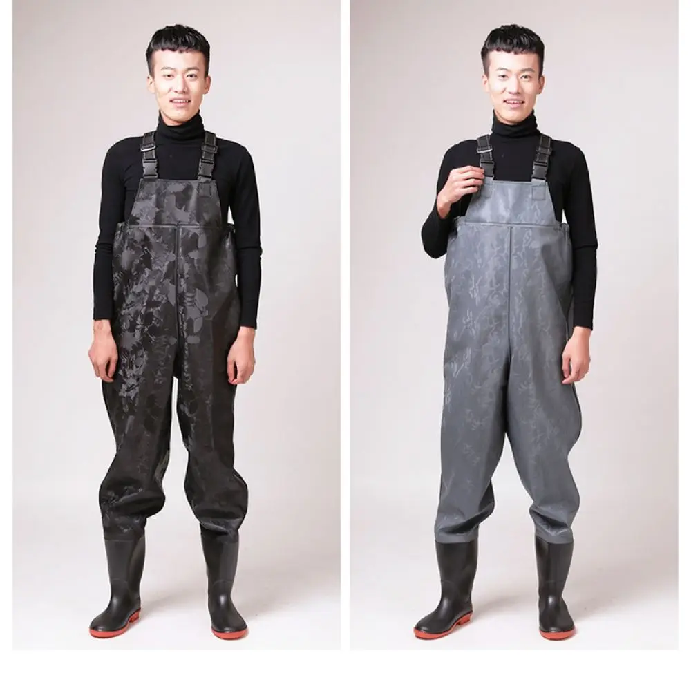 Waterproof PVC Fishing Waders Mens Waist Trousers Outdoor Wading Pants Heavy Duty Hunting Gear Durable River Wear