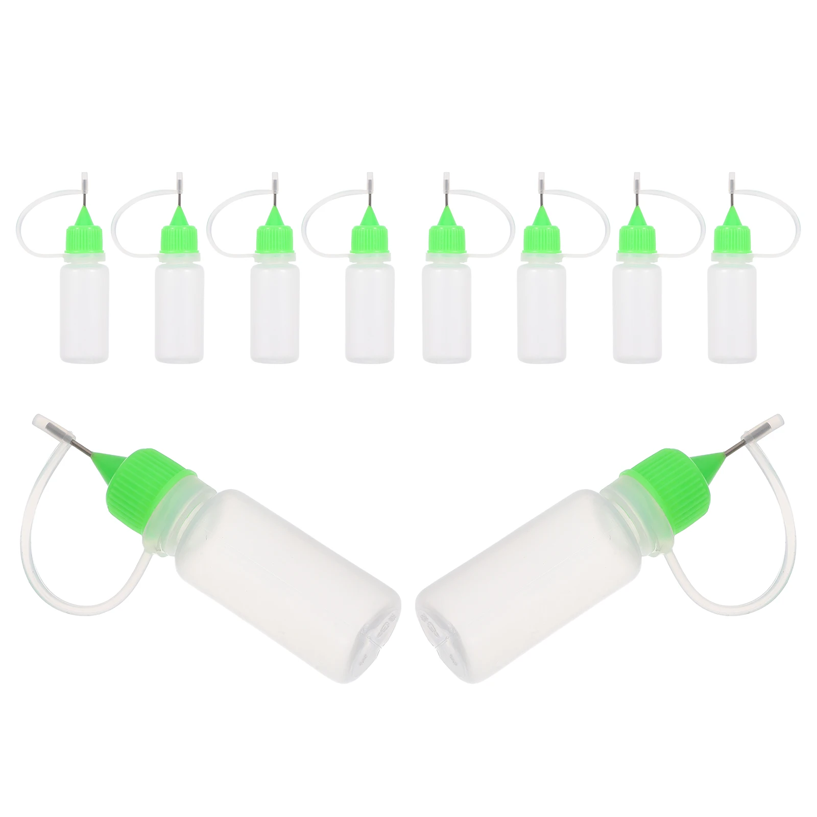 

10pcs PE Squeeze Bottles Empty Mini Hair Dye Applicator Glue Dispensing Light Green Soft Precision Reusable Plastic Oil Bottle