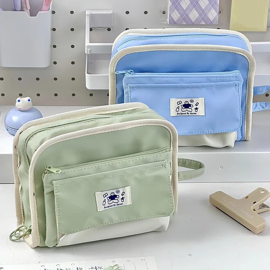 Holiday Time Pencil Bag Pen Case Leisure Design Detachable Front Pack Handle Storage Pouch for Stationery School F7570