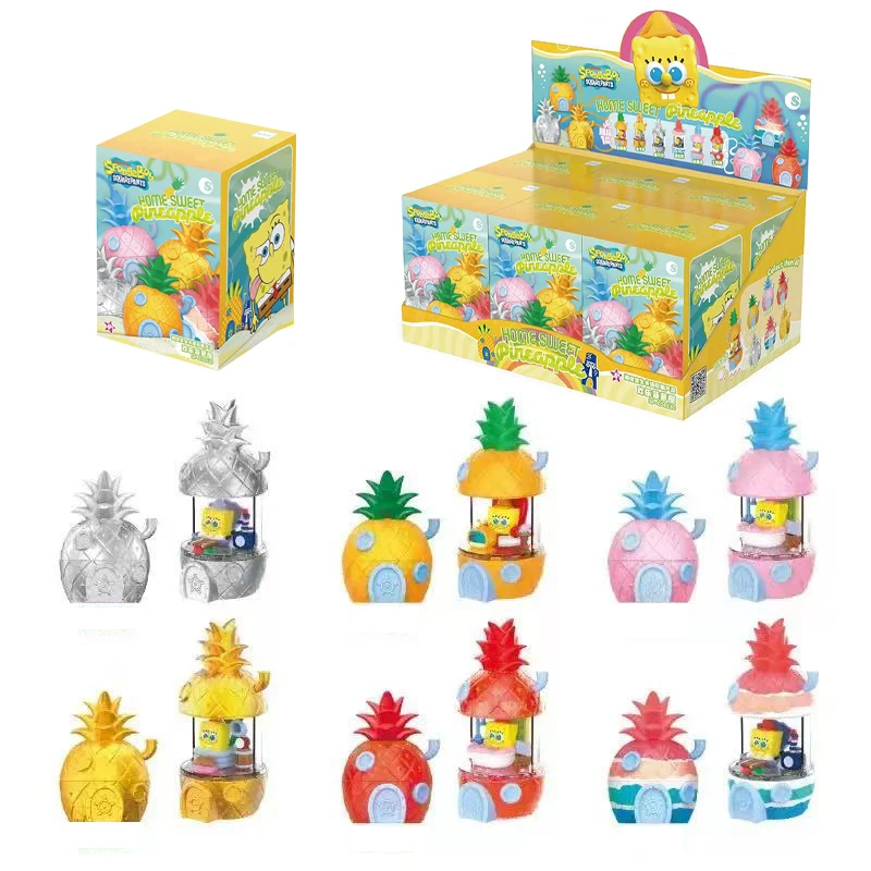 

Genuine SpongeBob Pineapple House Assembled Blind Box, Bikini Bottom Themed Mini Diorama Ornament, Kawaii Desk Decor for Teens