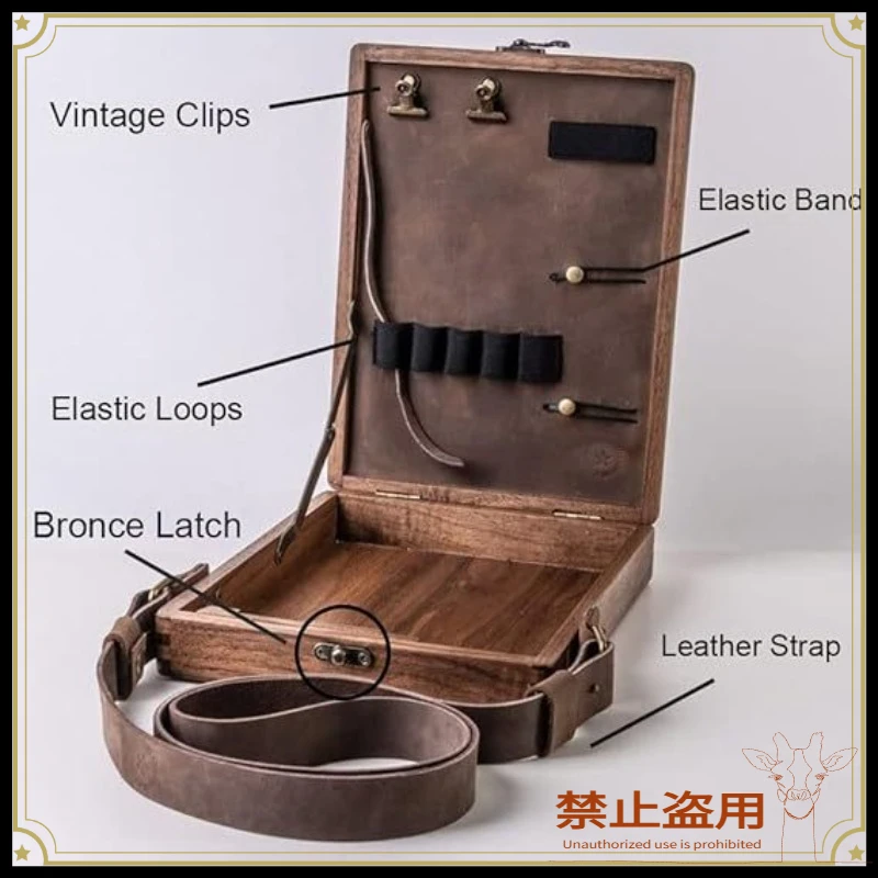 Neo-Chinese Style Wooden Messenger Sling Bag, Writer's Mailbox Storage Box