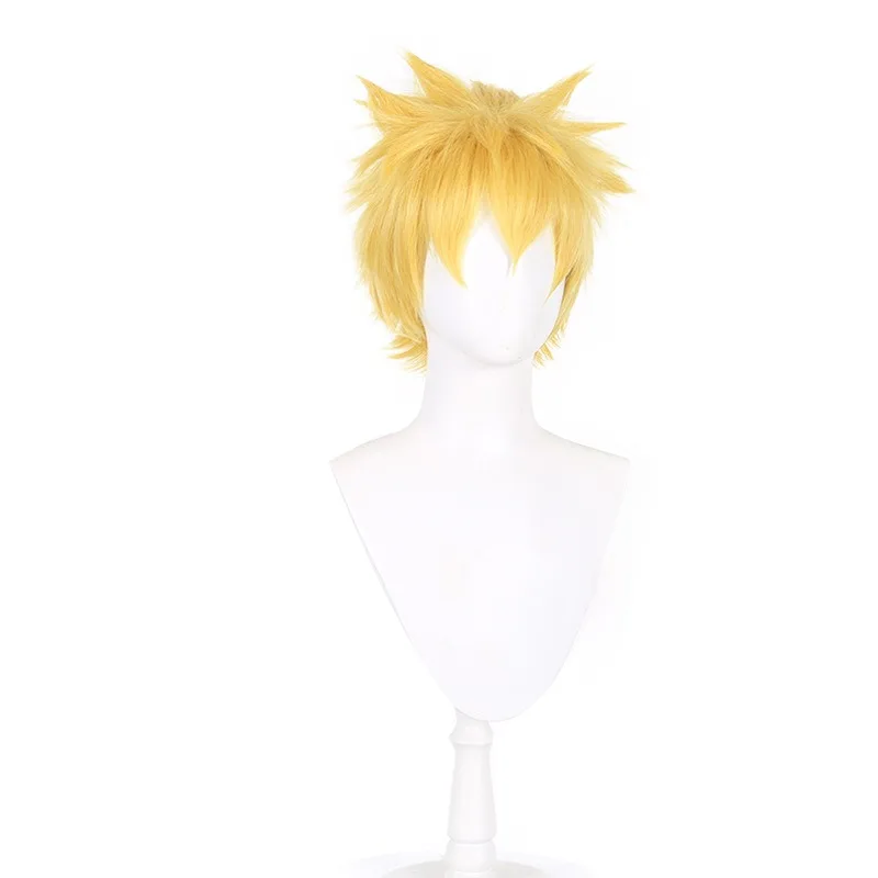 HOKAGE NINJA Uzumaki Cosplay Wig Yellow Synthetic Short Curly Wig Anime Coser High Quality Heat Resistant Fiber Wig Daily Party