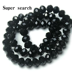 Black Crystal Cut Glass Round Beads Cristal Faceted Transparent Strand Beads Handmade DIY Components For Bracelet Necklace