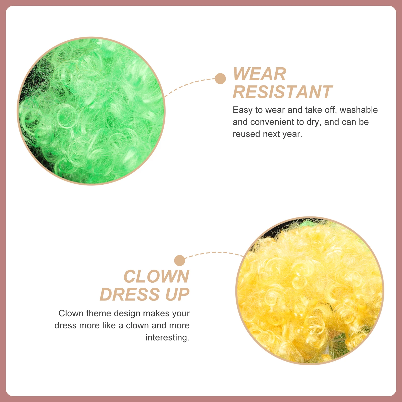 

1pc Portable Carnival Prop Wear-Resistant Clown Fake Hair Decorative Party Accessory Breathable Multi-Function Costume