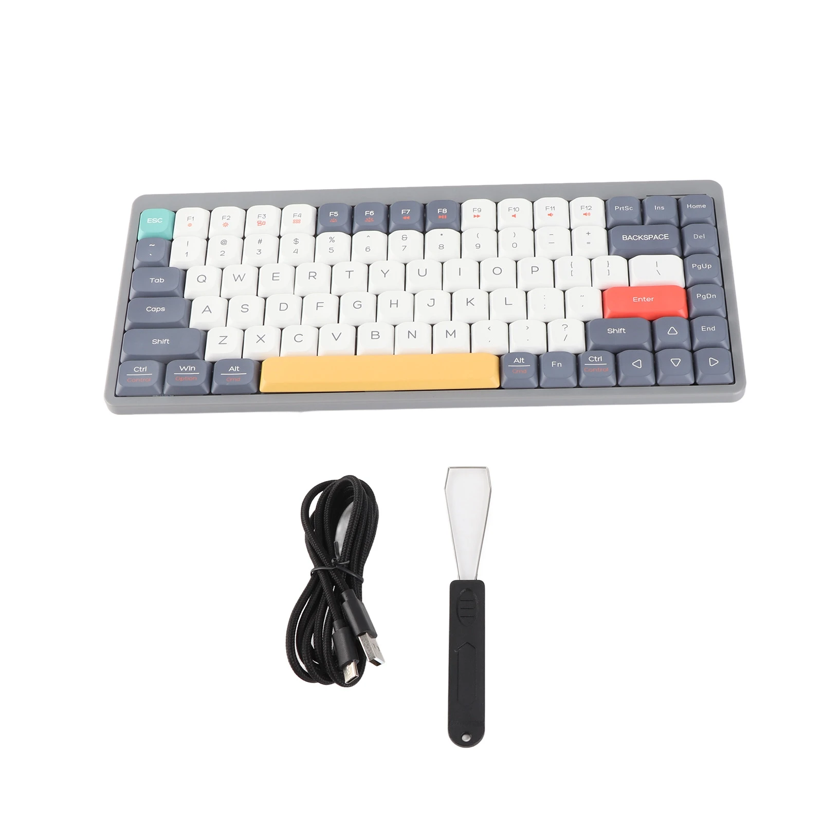 

Wireless Mechanical Keyboard 84 Keys 2.4G+BT5.0+Type C 3 Connections 75% Low Profile Layout Keyboard RGB Light Effect for Tablet