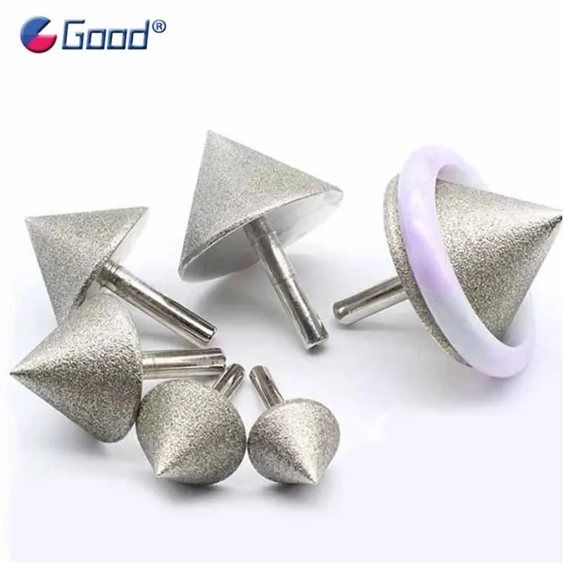 15-60mm Diamond Chamfer Grinding Head 90 Dregree Electroplated Diamond Cone Type Glass Stone Chamfering Heads