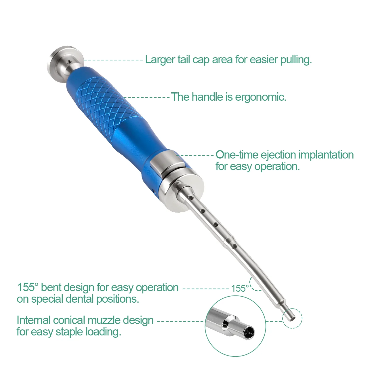 Dental Implant Membrane Tacker Gun One-Click Automatic Tacker Kit with 60pcs Titanium Screws for Fixing Membranes Dental Tool