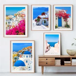 Santorini Greece Island and The Aegean Sea Landscape Print Art Canvas Poster For Living Room Decoration Home Wall Picture