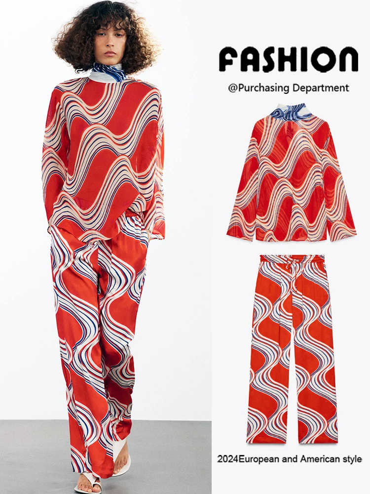 New Autumn Print irt Women's Spwear Sle Pants Ethnic Stage Costume Women's Faionable Spwear Fusion Trend