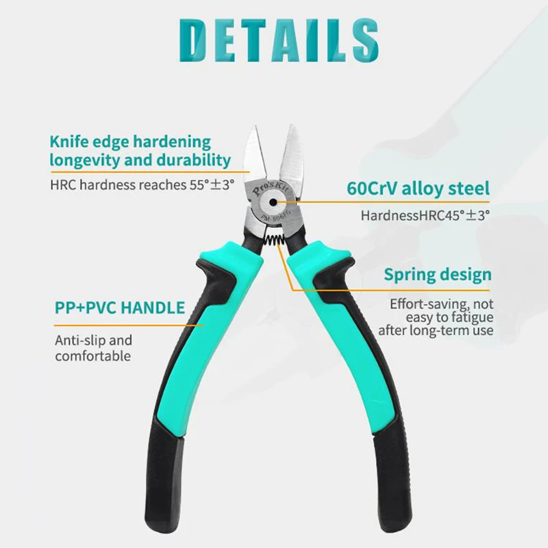 Pro'skit Micro Wire Cutter Precision Electronics Flush Cutter and Side Cutting Pliers Clean Cut for Model Jewelry Model Kits