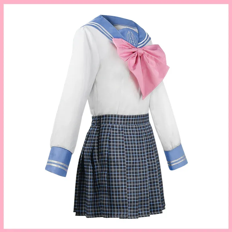 Game Maizono Sayaka Cosplay Costume Japanese JK School Uniform Pink Gingham Sailor Set Wig Adult Woman Sexy Carnival Suit cm;5