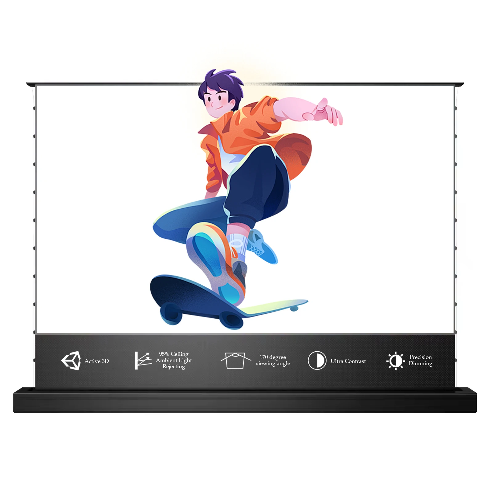 Factory Direct 72"~120" T-Prism Ultra Short Throw 4K Ambient Light Rejecting Motorized Floor Rising Projector Screen Home Cinema