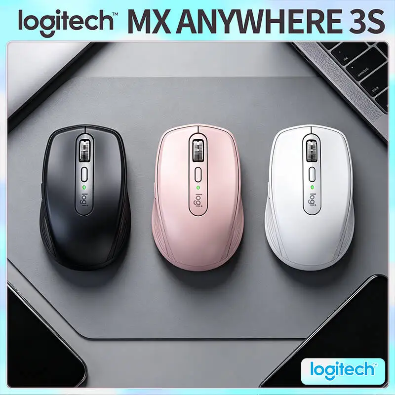 Logitech MX Anywhere 3S Office Mouse - 8000 DPI Glass Tracking, MagSpeed Scroll, Quiet Clicks, USB-C Quick Charging
