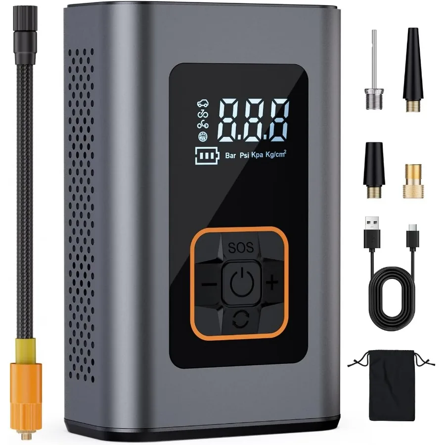 

Портативный воздушный компрессор 6X Faster Small Tire Inflator для автомобильных шин, мотоциклов, велосипедных шариков, 180PSI, умный беспроводной воздушный насос с Di