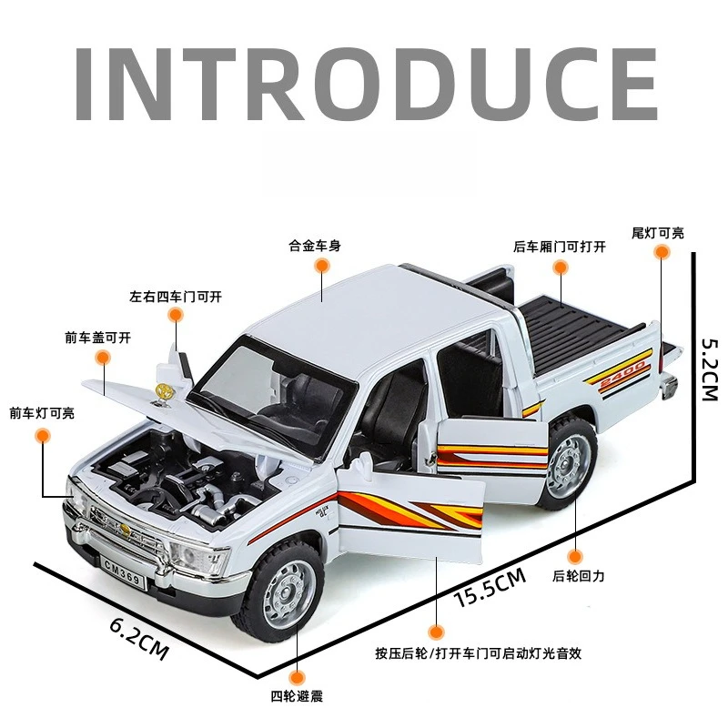 1:32 トヨタハイラックスオフロード車高シミュレーションダイキャストメタル合金モデルカープルバックサウンドライト車子供のギフト