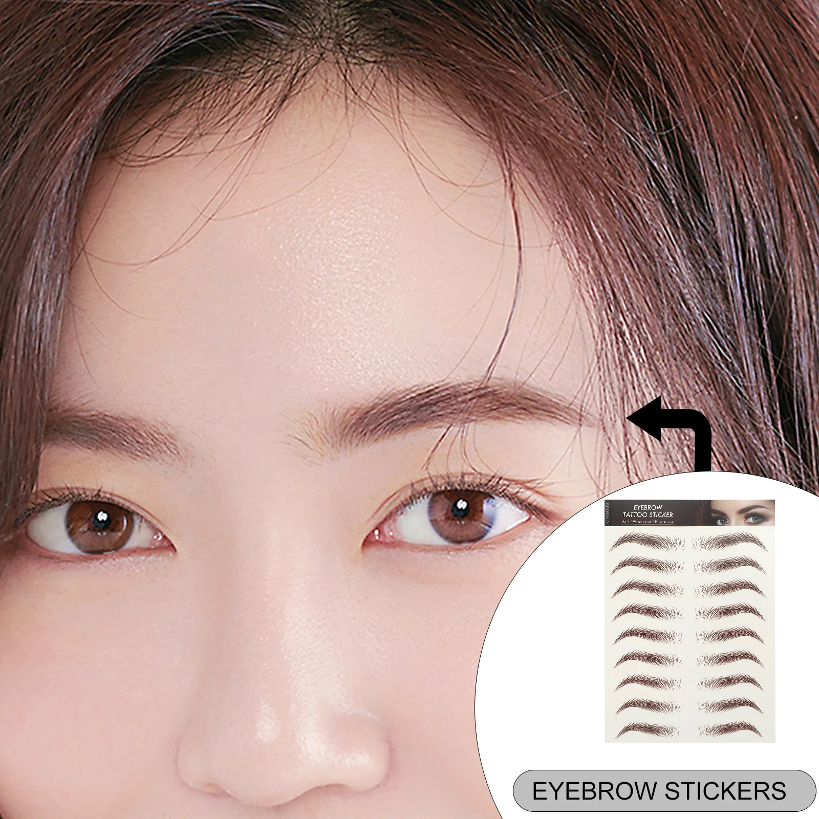 Autocollants imperméables pour sourcils, 9 feuilles, lignes d'ongles, pochoirs d'imitation, faux maquillage artificiel