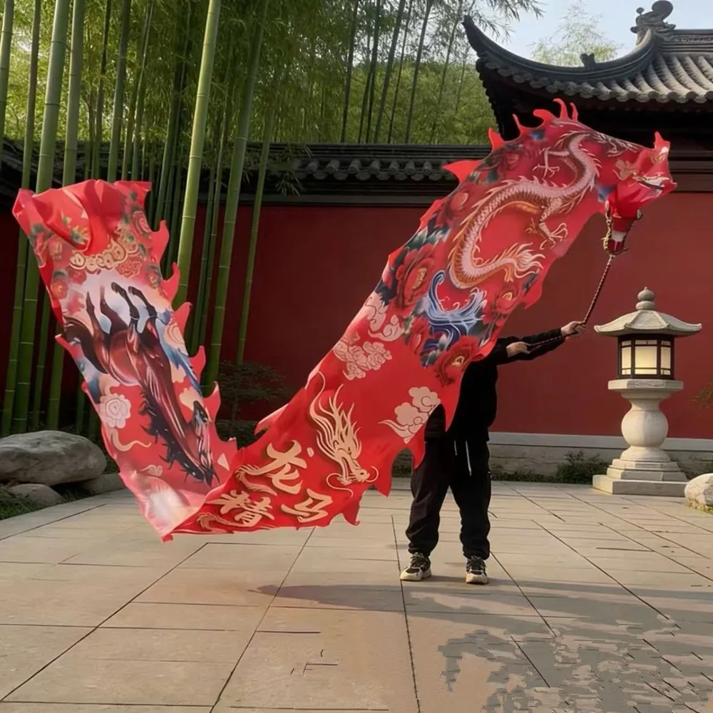 

8-метровый красный хвост для китайского танца дракона, аксессуары для конного танца, новогодние принадлежности (голова дракона в комплект не входит)