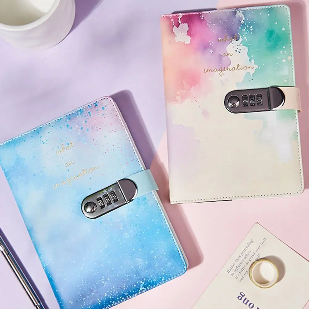 240 Pages A5 Journal Notebook Thickened PU Leather Password Book with Lock Protecting Secrets Waterproof Diary Book Stationery