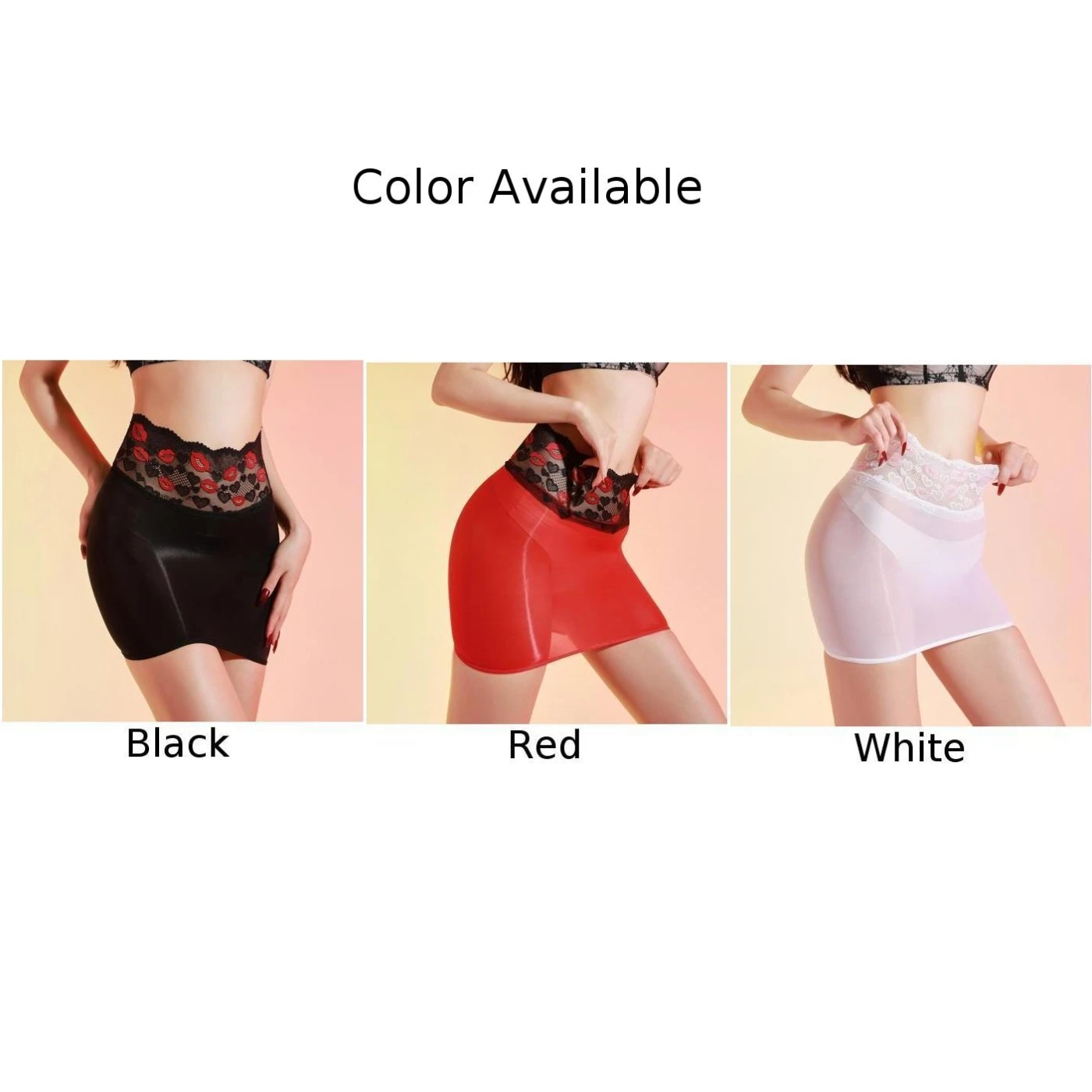 Frauen Öl Glänzend Elastische Engen Rock Damen Niedrige Taille Bleistift Röcke Versuchung Transparent Sexy Llingerie Clubwear