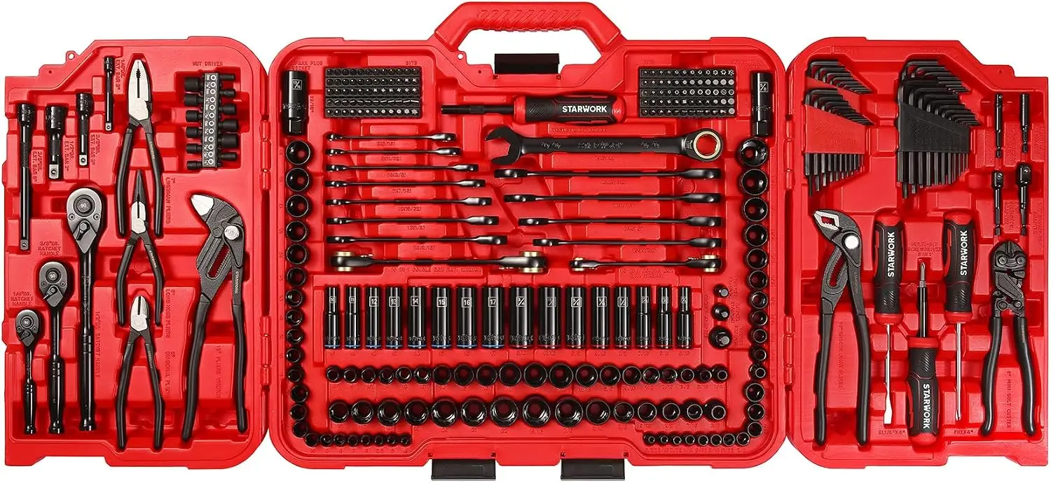 TRUE MECHANIC™ 312-Piece Mechanics Tool Set and Socket Set, Professional【Pliers Wrench】 SAE/Metric