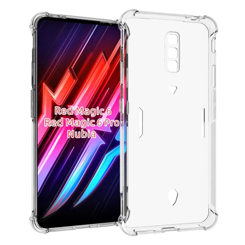 حافظة ZTE Nubia Red Magic 6 NX669J وسادة هوائية شفافة وسادة هوائية مقاومة للصدمات من السيليكون غطاء خلفي من البولي يوريثان لهاتف ZTE Nubia Red Magic 6 Pro