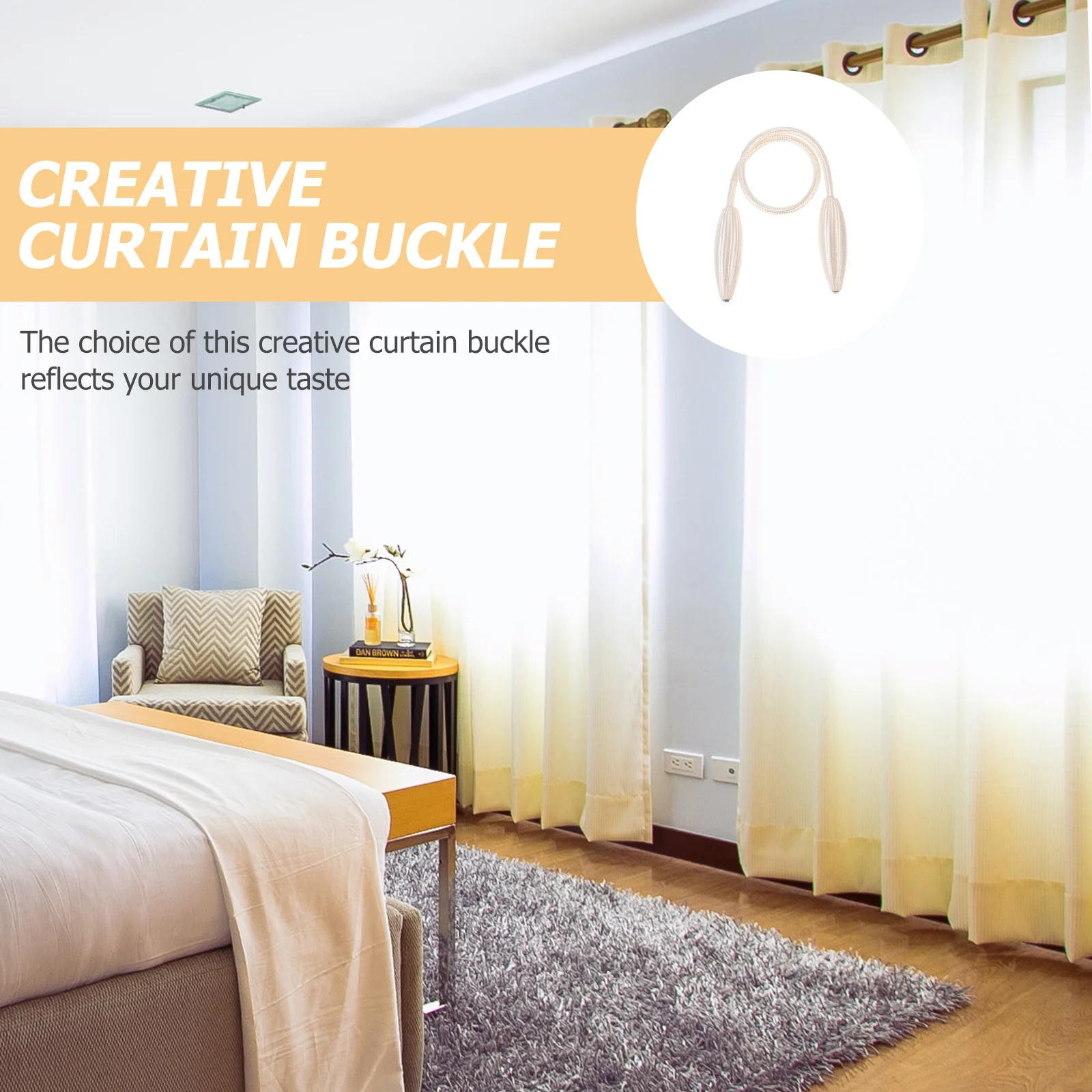 

2Pcs Flexible Curtain Tieback Creative Simple Design Adds Elegant Atmosphere to Home Decor Beige Curtain Rope Home Decor