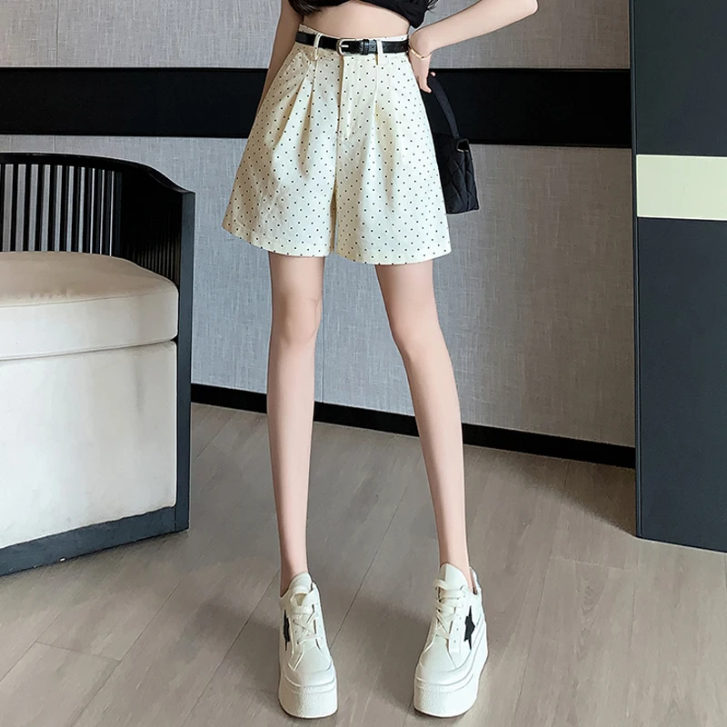 Women Casual High Waist Shorts New Summer Vintage Polka Dot Loose A-line Shorts Fashion Wide Leg Shorts Ladies Chic Short Pant