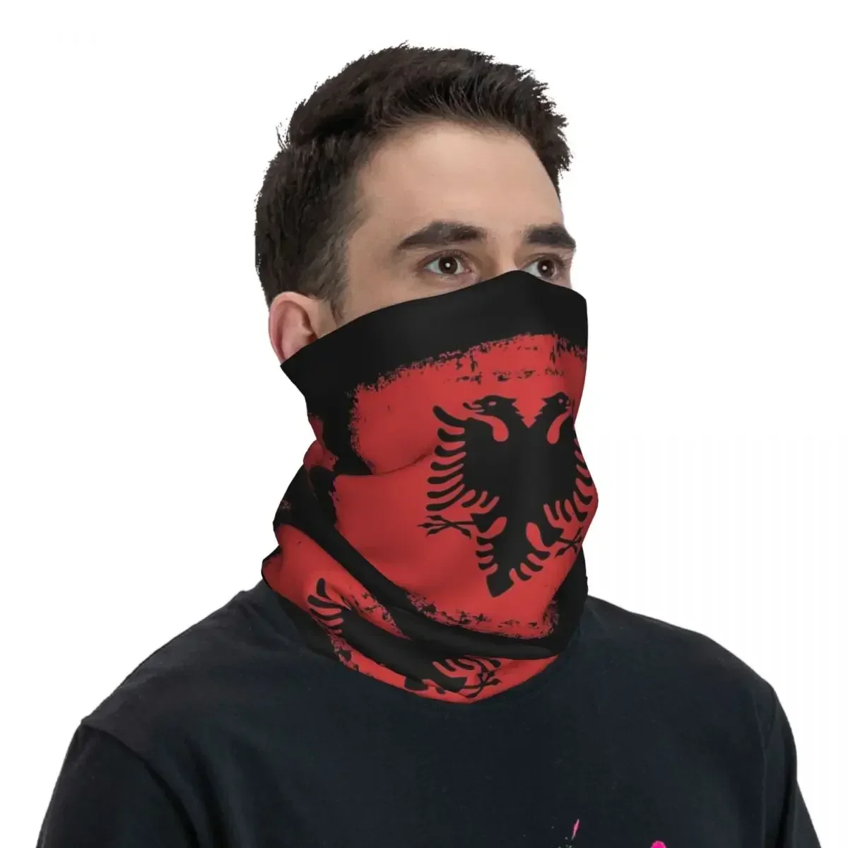 Bandana con estampado de bandera de Albania para adultos, bufanda cálida para el cuello, a prueba de viento, Unisex