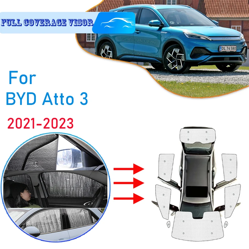 

Для BYD Atto 3 Atto3 EV Yuan Plus 2023 2022 2021 автомобильный козырек от солнца с полным покрытием, защита от солнца, лобовые стекла, козырек для бокового окна