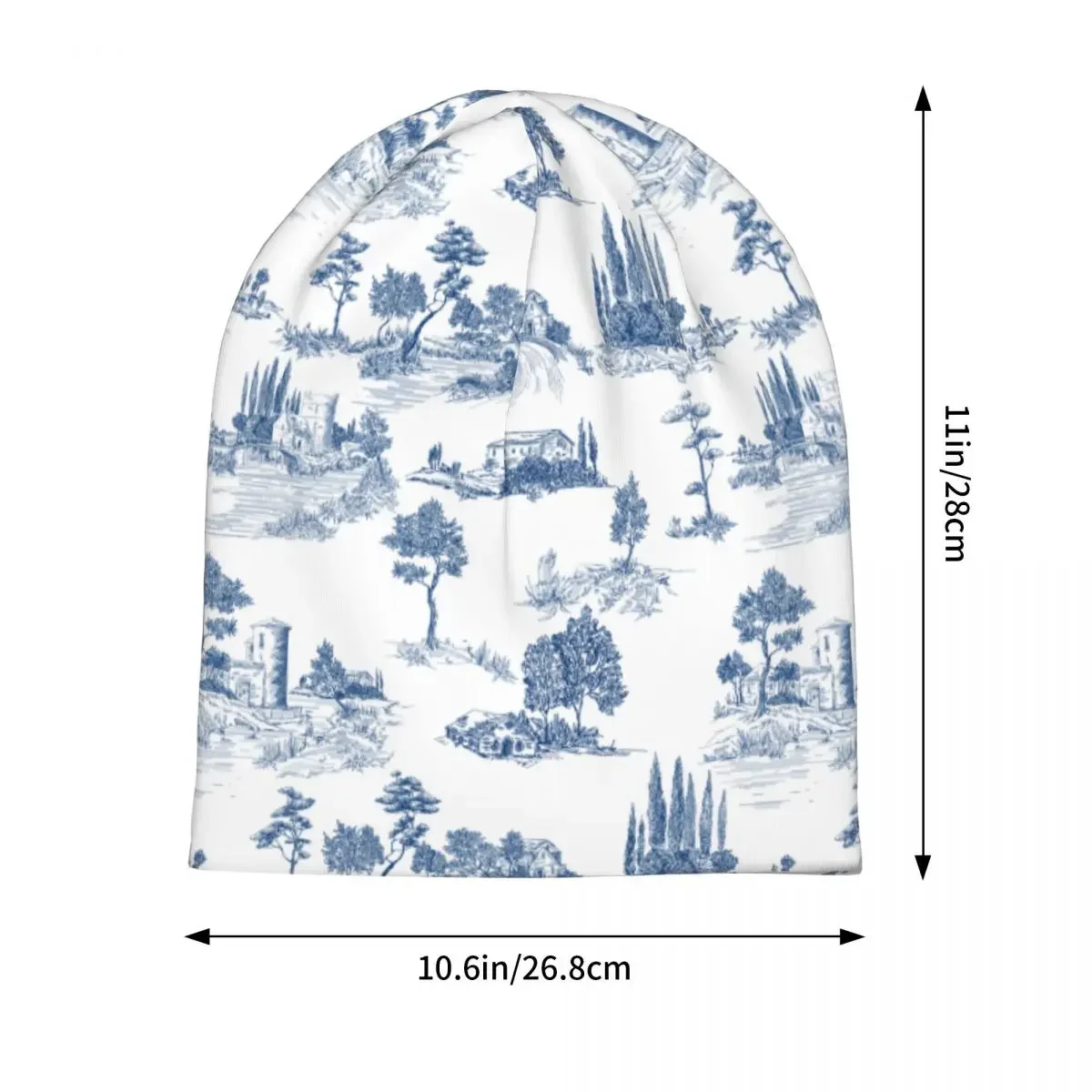 Toile De Jouy Print Countryside Views Skullies Beanies Castles Landscapes Skullies Cap Warm Thermal Elastic Bonnet Knitting Hats