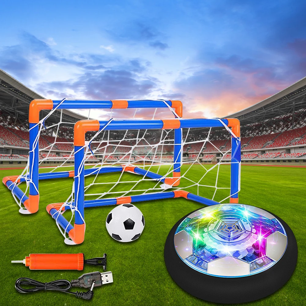 LEDライトとフォームバンパー付きホバーサッカーボール、屋内外兼用エアパワーホバーボール、子供用エアフローティングサッカーボール