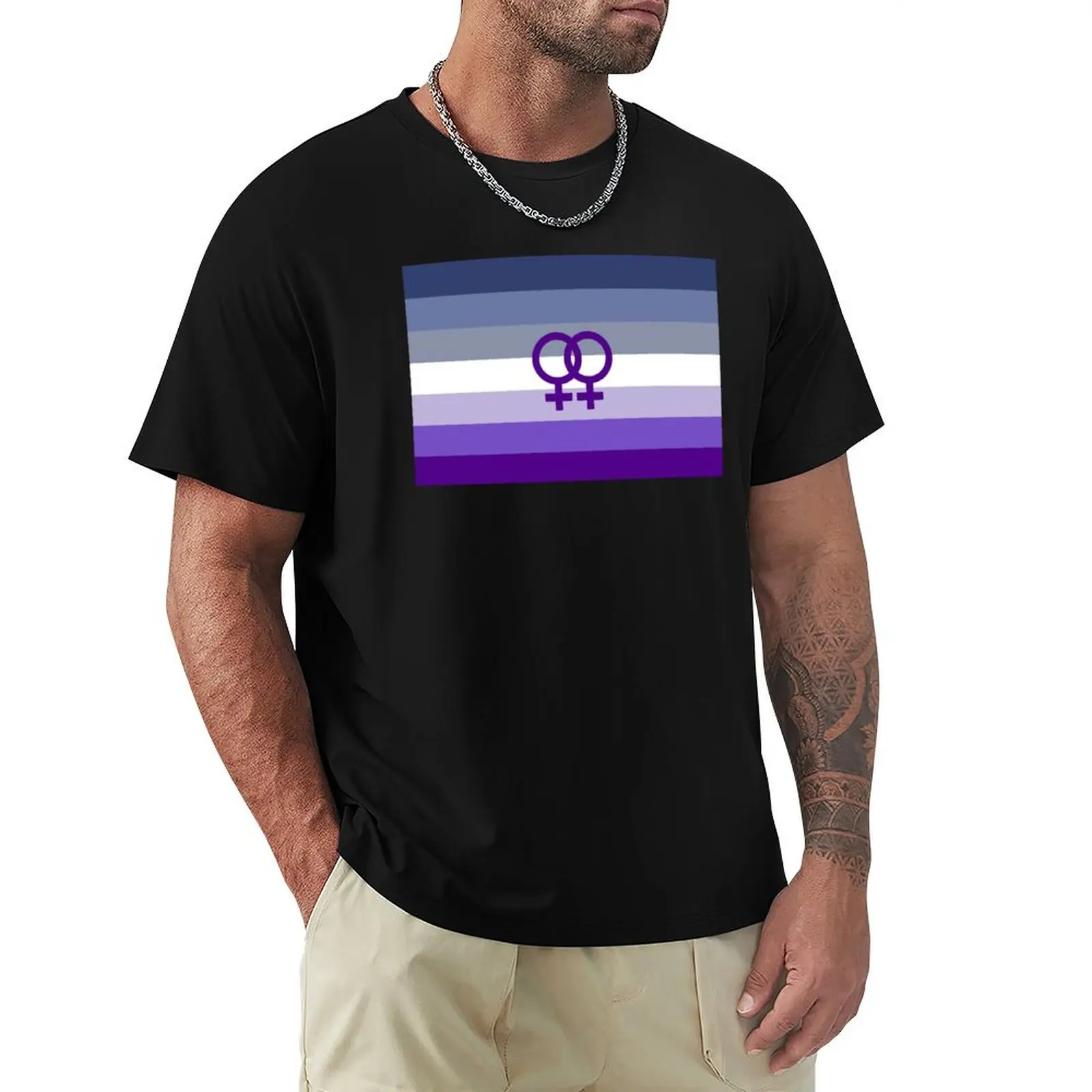 Butch Lesbian WLW Pride Flag T-Shirt Basic Solid Color Short Sleeve T-Shirt