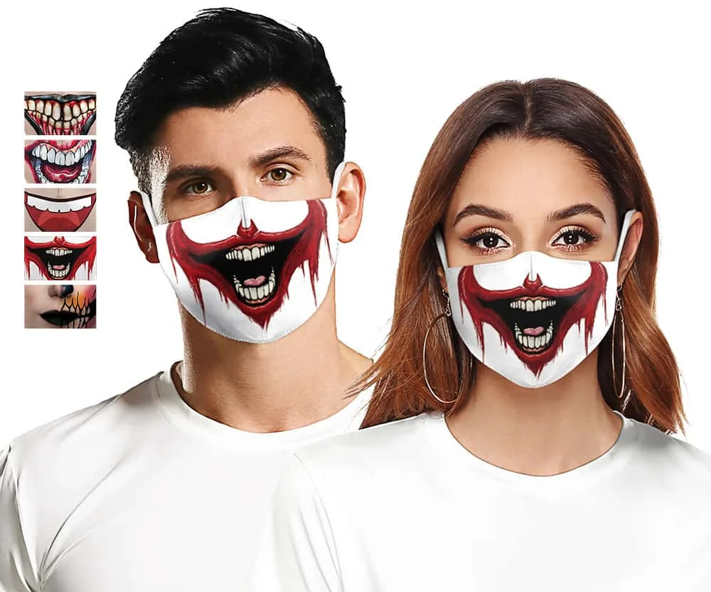 Halloween Scary Teeth Face Mask, Novelty Costume Accessory, Reusable Horror Grin Design for Adults, Party Decoration
