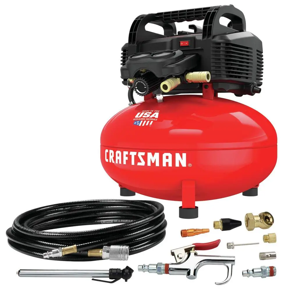 6 Gallon Portable Oil-Free Air Compressor with 13 Piece Accessory Kit Made in USA Durable Pump 150 Max PSI Quick Recovery Time